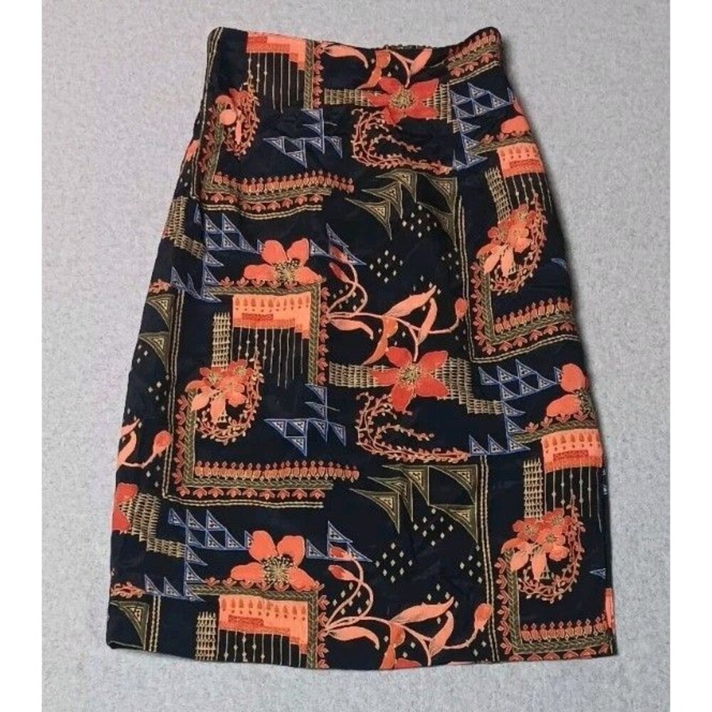 VTG 90s Dorothy Schoelen Platinum Pencil Skirt 4 Floral Art To Wear Boho Artsy
